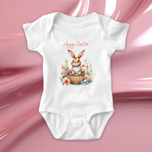 Body Para Bebé Sweet Vintage Happy Easter Bunny Rabbit
