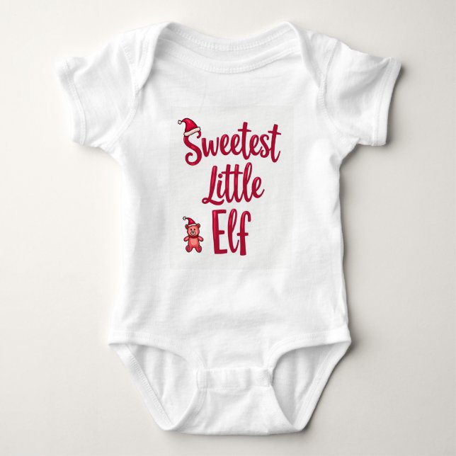 Body Para Bebé Sweetest Little Elf Christmas Shirt: (Anverso)