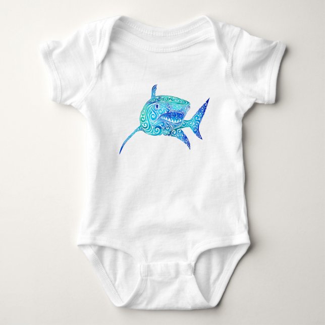 Body Para Bebé Swirly Shark (Anverso)
