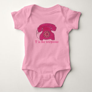 Body Para Bebé T es para retro telefónico rotativo rosa