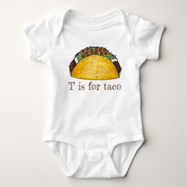 Body Para Bebé T es para Taco Mexicana Food Alphabet Letter T (Anverso)