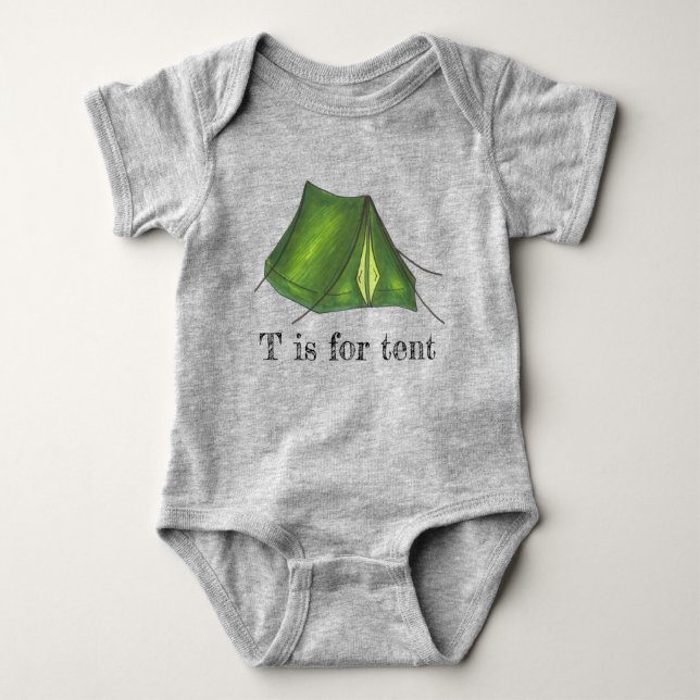 Body Para Bebé T es para Tent Green Camp Camping Tent Alphabet (Anverso)