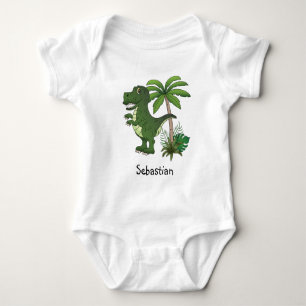 Body Para Bebé T-Rex Lindo Sonriente Con Nombre De Bebé Personali