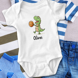 Body Para Bebé T-Rex Pequeño Jugando Baloncesto
