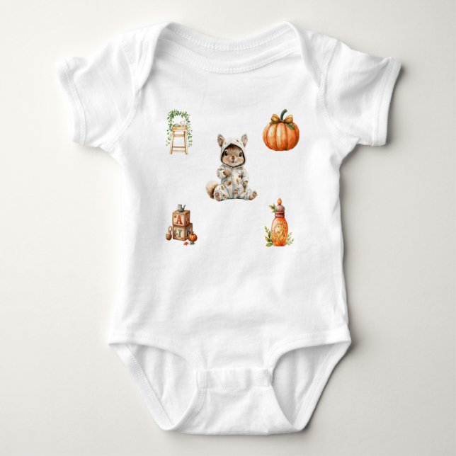 Body Para Bebé T-Shirt Autumn Baby Shower Bodysuit (Anverso)