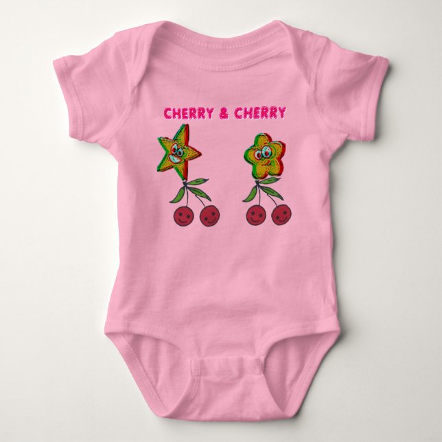 Body Para Bebé T-Shirt Cherry & Cherry  Baby Bodysuit (Anverso)