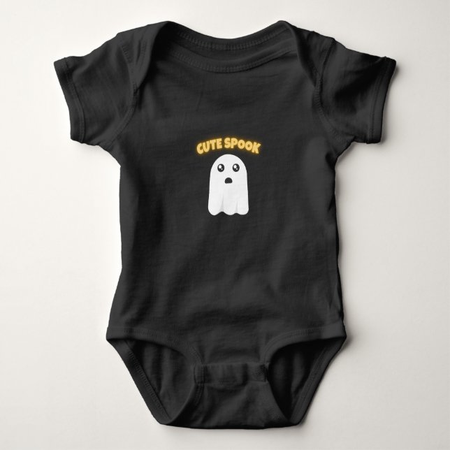 Body Para Bebé T-Shirt Cute Spook | Minimalist Kawaii Ghost Hallo (Anverso)