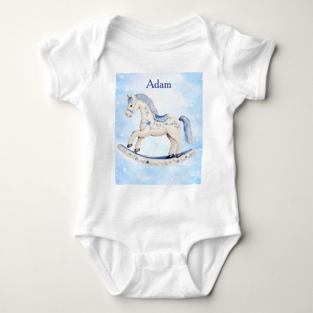 Body Para Bebé T-Shirt-Editable Blue Chinoserie (Anverso)