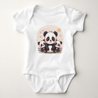 Body Para Bebé T-shirt Pandas mignons en famille