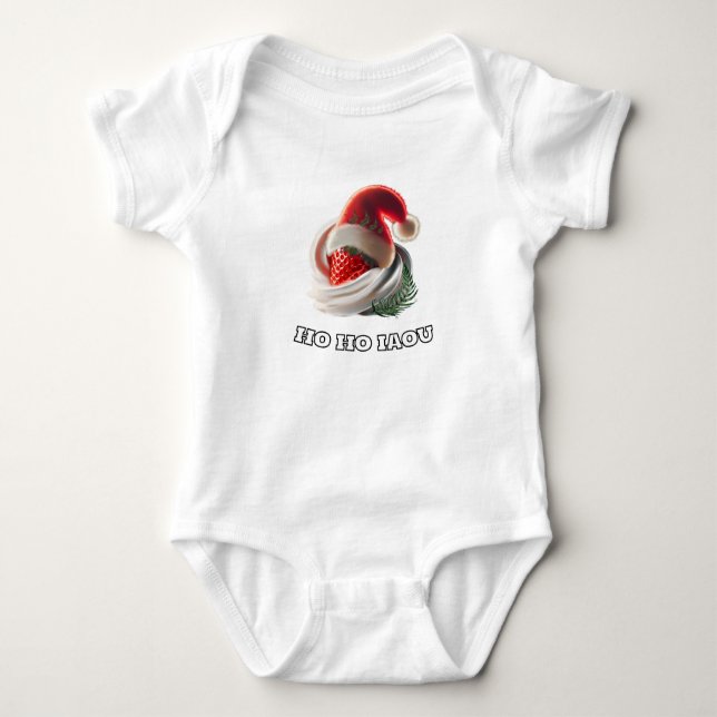 Body Para Bebé T-Shirt Strawberry Cream Christmas Hat NZ Fern (Anverso)