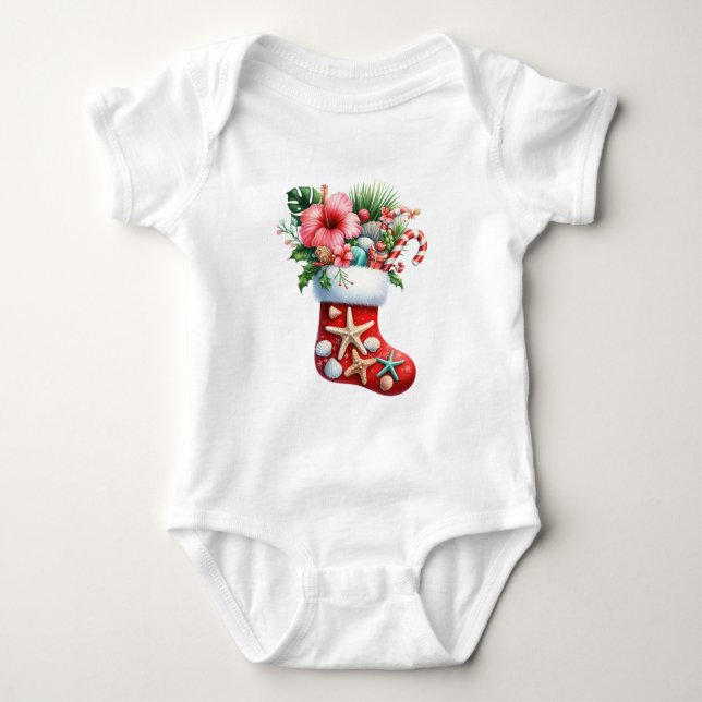 Body Para Bebé T-Shirt-Tropical Christmas Family T Shirts (Anverso)