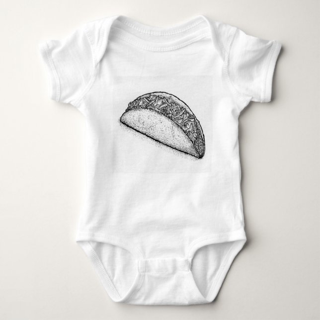 Body Para Bebé Taco 'Bout Adorable: Hand-Drawn Monochromatic Taco (Anverso)