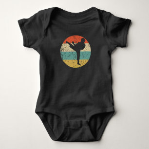 Body Para Bebé Taekwondo Karate Kick Silhouette Retro Arte Marcia