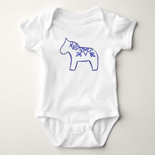 Body Para Bebé Tamaño de 12 meses Caballo Azul Beber Creeper (Anverso)