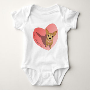 Body Para Bebé Tan Chihuahua en el corazón de un collar rosado co