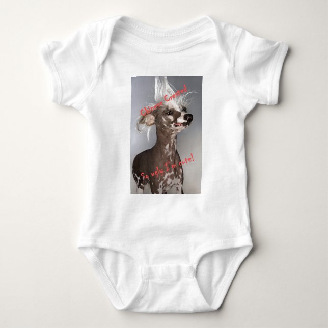 Body Para Bebé Tan feo Crested chino soy lindo (Anverso)