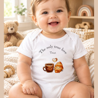 Body Para Bebé Taza de café y croissant adorable – El único amor