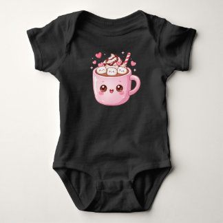 Body Para Bebé Taza de chocolate caliente kawaii linda con malvav