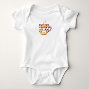 Body Para Bebé Taza de té de búho guiñando encantador —Tiempo de