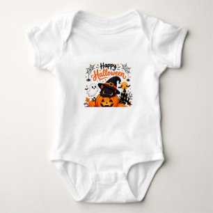 Body Para Bebé Taza de viaje Feliz Halloween de gato lindo - Bruj