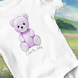 Body Para Bebé Te Amo Bebé Oso Púrpura Cuadridito Toy Bodysuit