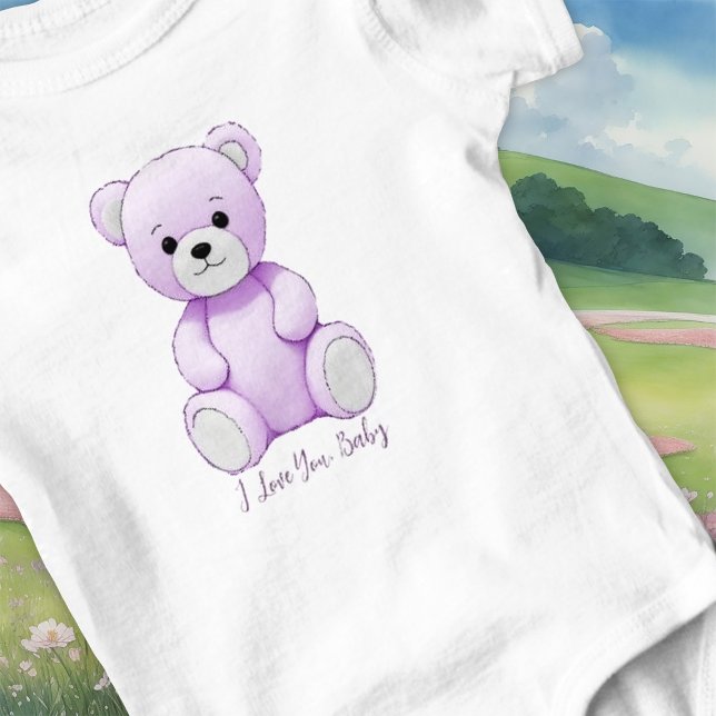 Body Para Bebé Te Amo Bebé Oso Púrpura Cuadridito Toy Bodysuit (Subido por el creador)