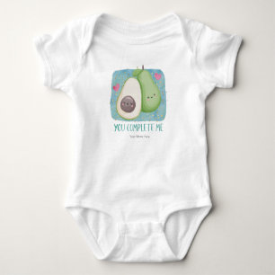 Body Para Bebé Te Completo Amor Kawaii Acuarela Aguacate