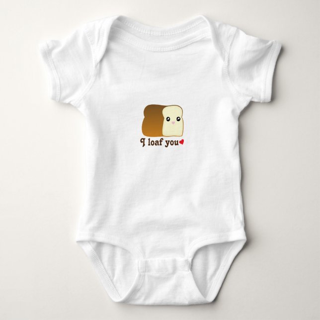 Body Para Bebé Te Miro Kawaii Bread Food Pun Personalizado Unisex (Anverso)