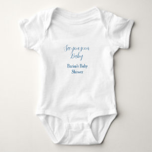 Body Para Bebé te veo pronto baby shower azul nombre fecha simple