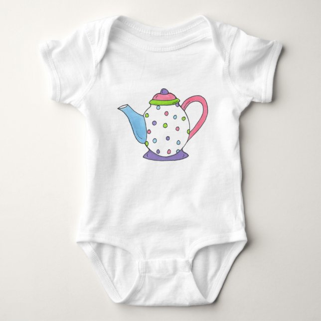 Body Para Bebé Tea Time Polka Dot Teapot Tea Fiesta Teaparty (Anverso)