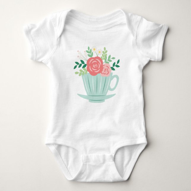 Body Para Bebé Teacup floral (Anverso)