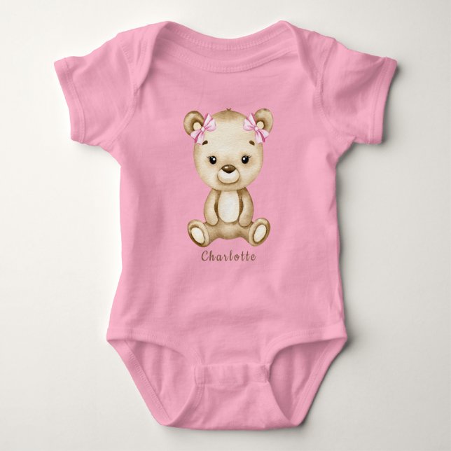 Body Para Bebé Teddy Bear Chica Baby Bodysuit (Anverso)
