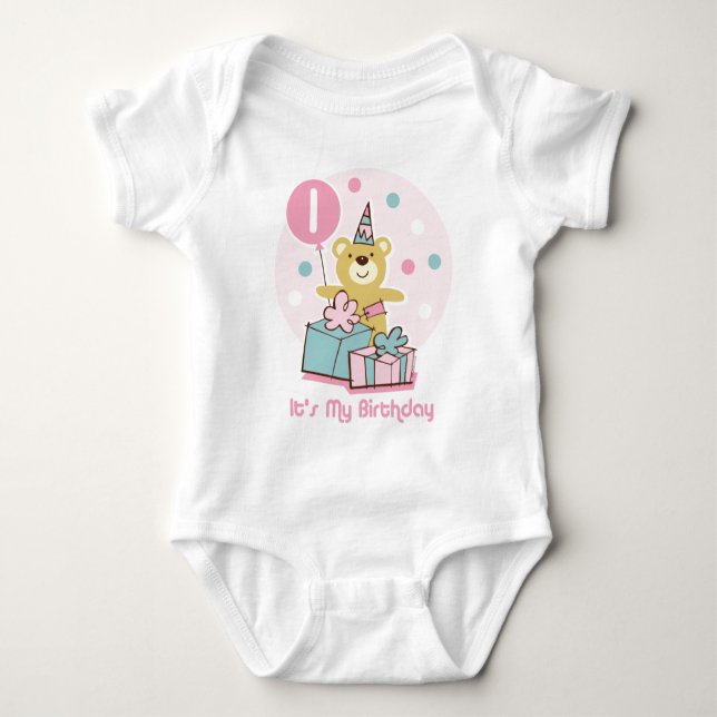 Body Para Bebé Teddy Bear primera camiseta de cumpleaños (Anverso)