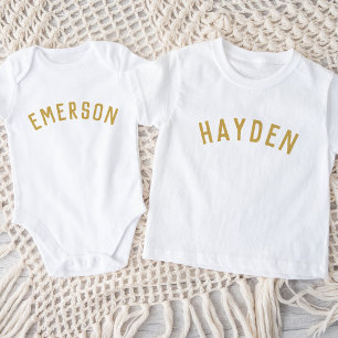 Body Para Bebé Tee de nombres personalizados para niños Dorado