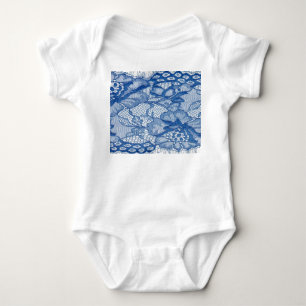Body Para Bebé Tela de encaje azul, diseño de tul africano.