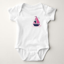 Body Para Bebé Tema Marino Niña Velero Lunares Rosas Vela