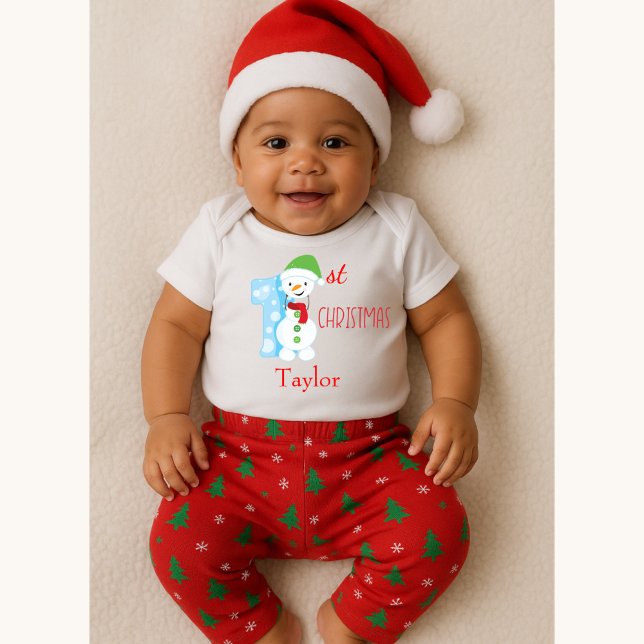 Body Para Bebé Temática de Snowman Baby First Christmas (Subido por el creador)