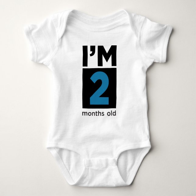 Body Para Bebé Tengo 2 meses de edad azul (Anverso)