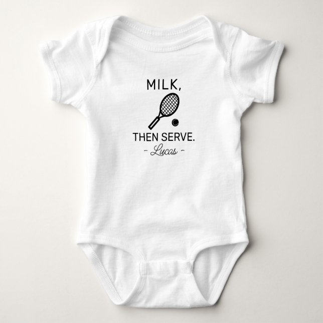 Body Para Bebé Tennis Baby Announcement Milk, Then Serve - Tennis (Anverso)