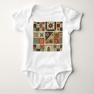 Body Para Bebé Terracota Patchwork Rústico Diseño Floral Retro