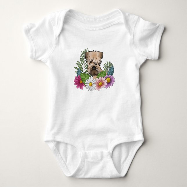 Body Para Bebé Terrier Wheaten de Pelaje Suave Flores Silvestres  (Anverso)