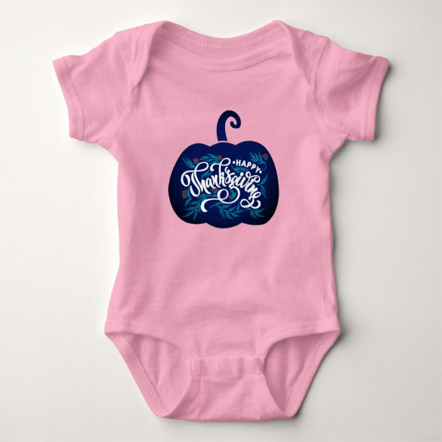 Body Para Bebé texto de moda sobre calabaza para Acción de Gracia (Anverso)