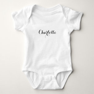 Body Para Bebé Texto de nombre personalizado lindo en blanco y ne