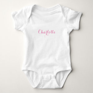 Body Para Bebé Texto de nombre personalizado lindo rosa y blanco