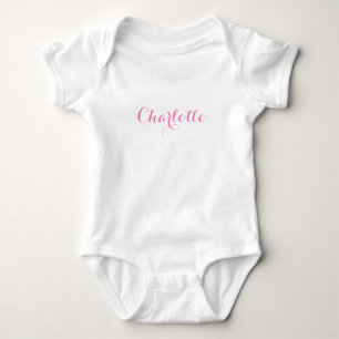 Body Para Bebé Texto de nombre personalizado rosa y blanco