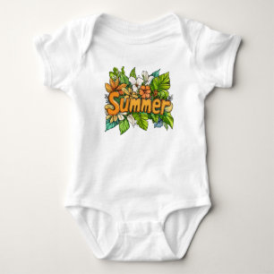 Body Para Bebé Texto de verano - Diseño floral de verano