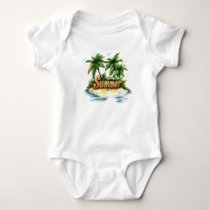 Body Para Bebé Texto de verano - Isla de verano tropical