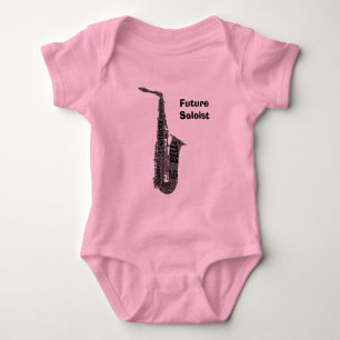 Body Para Bebé Texto negro en forma de palabra saxofón alto
