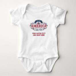 Body Para Bebé Texto personalizado 4 de julio de 1776 