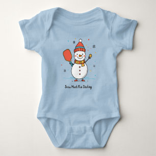Body Para Bebé Texto personalizado Pickleball Snowman Cheer